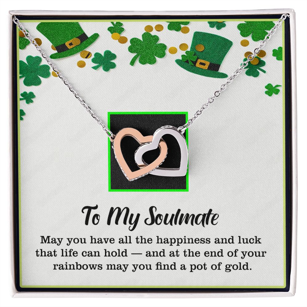 To My Soulmate, St. Patrick's Day, Interlocking Hearts Necklace - YERTIZZ.COM