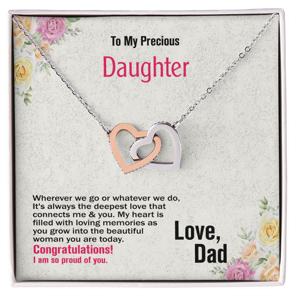 To Daughter, Interlocking Hearts Necklace, Jewelry Gift - YERTIZZ.COM
