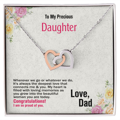 To Daughter, Interlocking Hearts Necklace, Jewelry Gift - YERTIZZ.COM