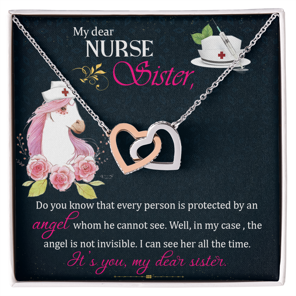 Interlocking Hearts Necklace, Jewelry Gift, Nurse, Nurses, Sister - YERTIZZ.COM