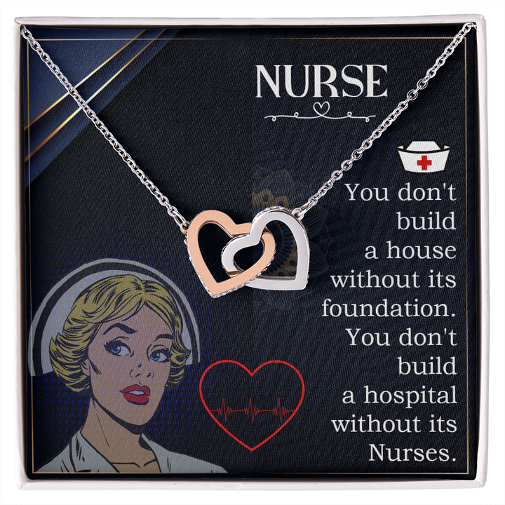 Interlocking Hearts Necklace, Jewelry Gift, Rose Gold, or 18k yellow gold finish, Nurse, Nurses - YERTIZZ.COM