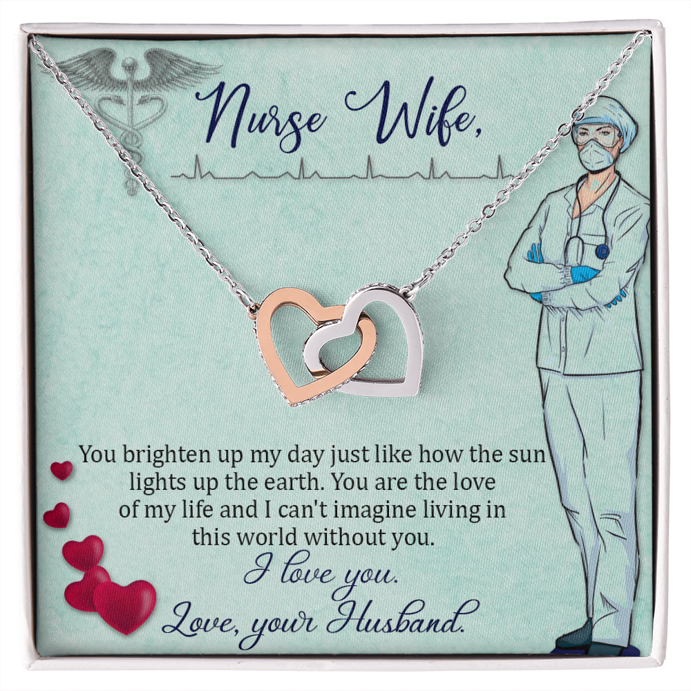 Interlocking Hearts Necklace, Jewelry Gift, Rose Gold, or 18k yellow gold finish, Nurse, Wife - YERTIZZ.COM