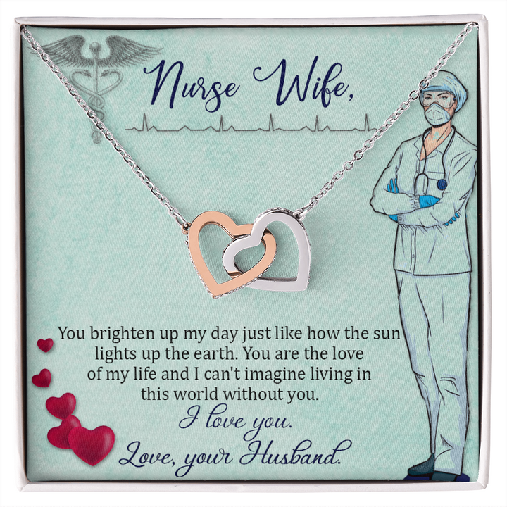 Interlocking Hearts Necklace, Jewelry Gift, Rose Gold, or 18k yellow gold finish, Nurse, Wife - YERTIZZ.COM