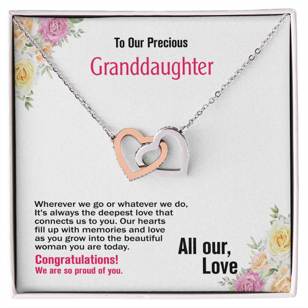 To Our Precious Granddaughter-All Our Love, Interlocking Hearts Necklace, Jewelry Gift - YERTIZZ.COM
