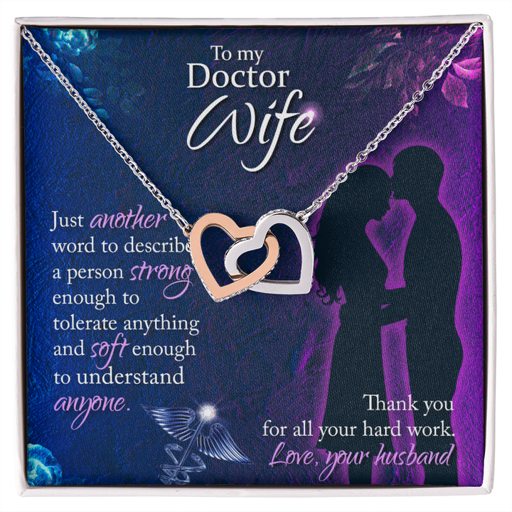 Interlocking Hearts Necklace, Jewelry Gift, Rose Gold, or 18k yellow gold finish, Doctor, Wife - YERTIZZ.COM