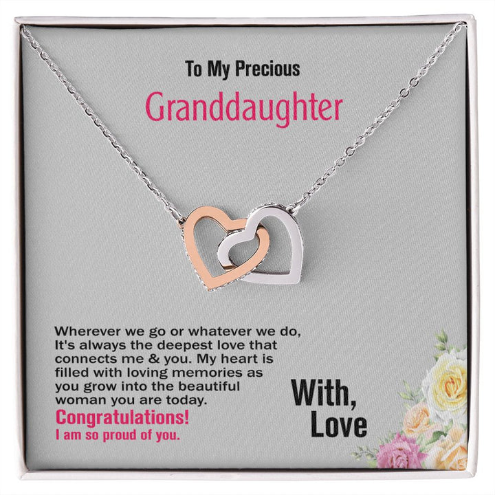 To My Precious Granddaughter-With Love, Interlocking Hearts Necklace, Jewlery Gift - YERTIZZ.COM