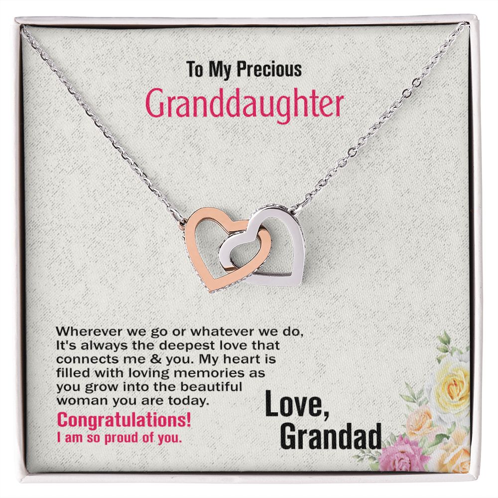 To My Granddaughter-Love Grandad, Interlocking Hearts Necklace, Jewelry Gift - YERTIZZ.COM