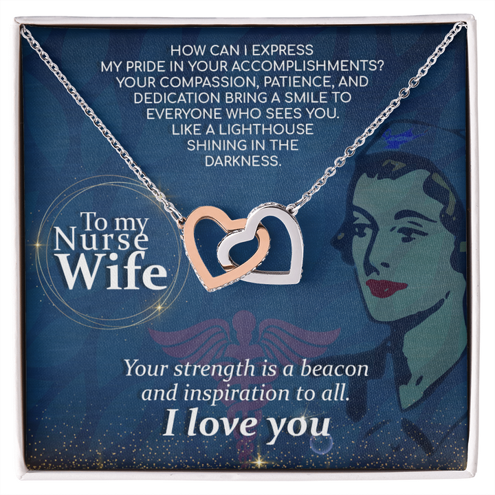 Interlocking Hearts Necklace, Jewelry Gift, Rose Gold, or 18k yellow gold finish, Nurse, Nurses, Wife - YERTIZZ.COM