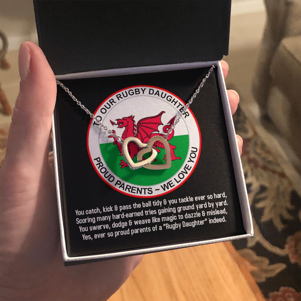 To Our Rugby Daughter, Interlocking Hearts Necklace - YERTIZZ.COM