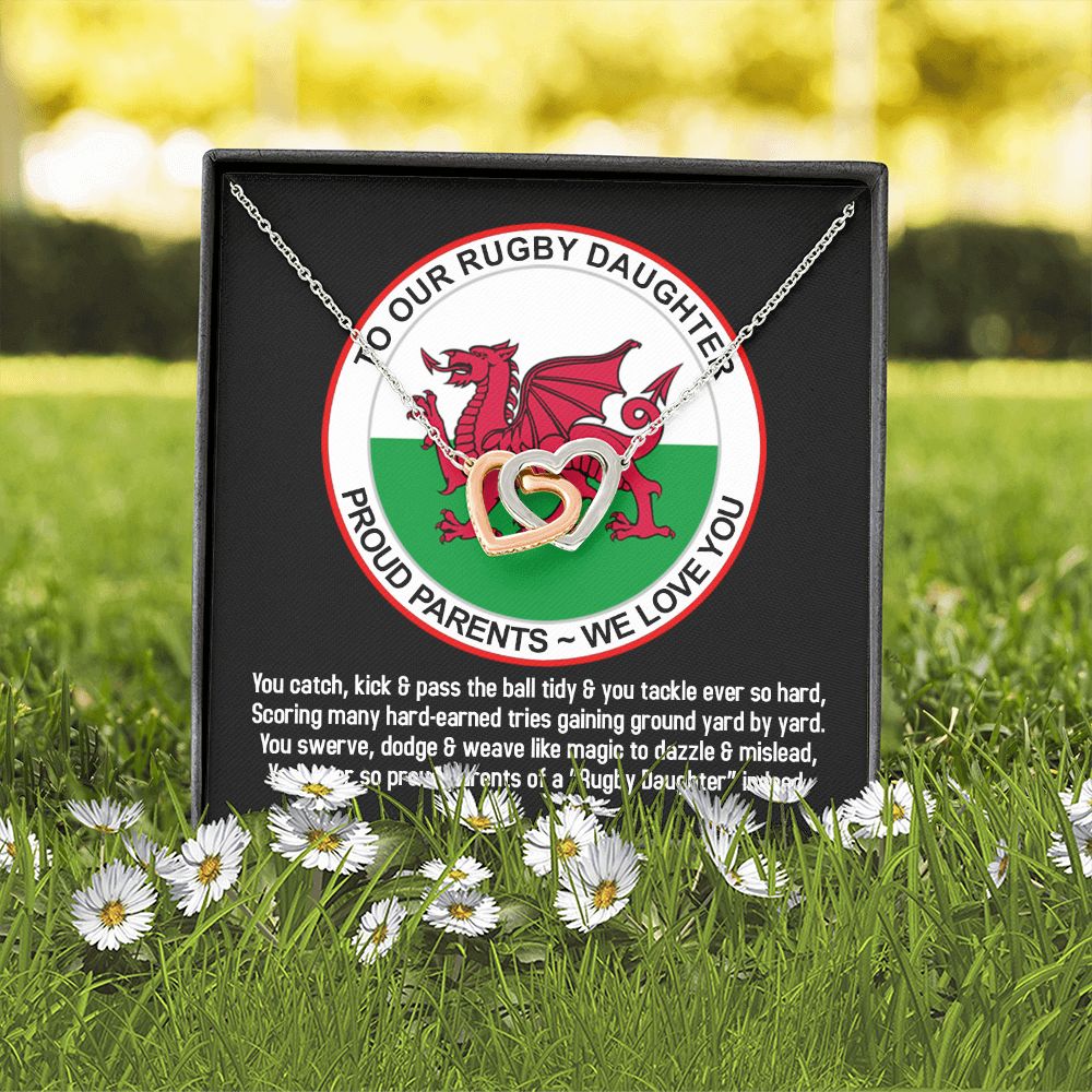 To Our Rugby Daughter, Interlocking Hearts Necklace - YERTIZZ.COM
