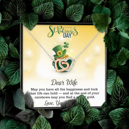 Dear Wife, Love Your Husband, St. Patrick's Day, Interlocking Hearts Necklace - YERTIZZ.COM