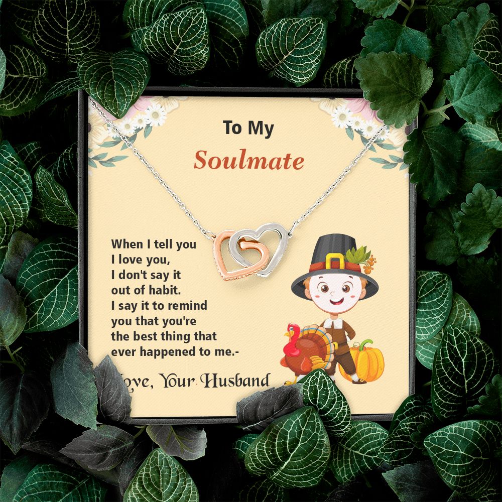 Thanksgiving, To My Soulmate, Love Your Husband, Interlocking Hearts Necklace, Jewelry Gift - YERTIZZ.COM