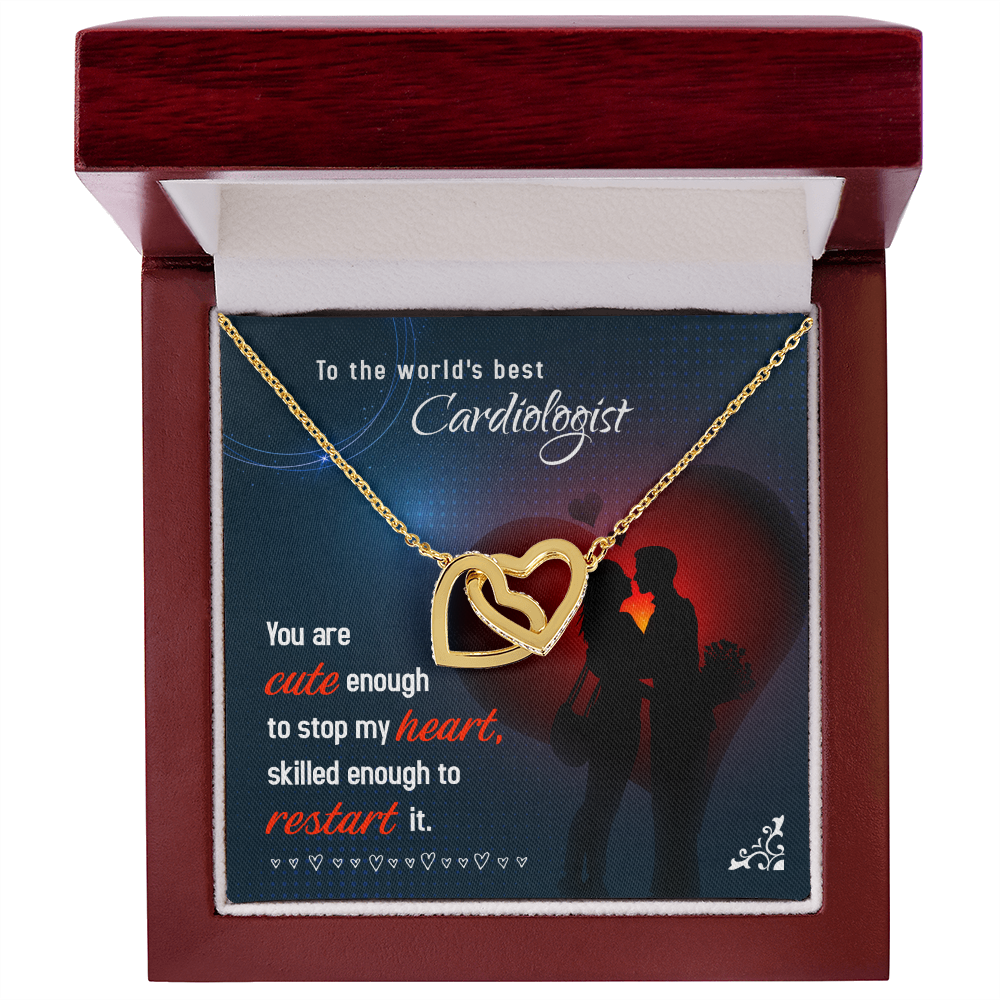 Interlocking Hearts Necklace, Jewelry Gift, Rose Gold, or 18k yellow gold finish, Cardiologist, Doctor - YERTIZZ.COM
