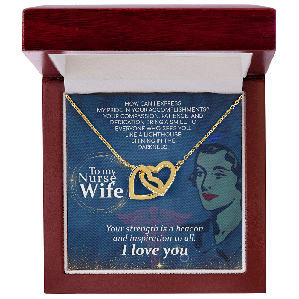 Interlocking Hearts Necklace, Jewelry Gift, Rose Gold, or 18k yellow gold finish, Nurse, Nurses, Wife - YERTIZZ.COM