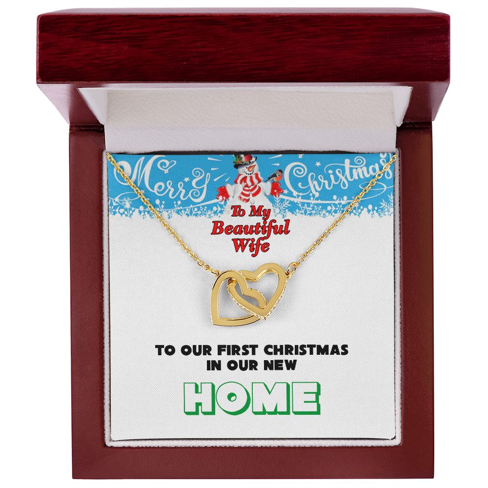 Christmas, To My Beautiful Wife, First Christmas, New Home, Interlocking Hearts Necklace, Jewelry Gift - YERTIZZ.COM
