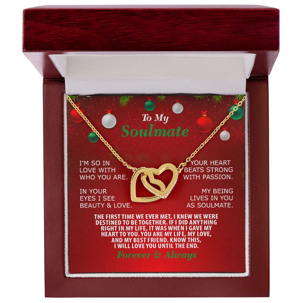 Christmas, To My Soulmate, Forever Always, Interlocking Hearts Necklace, Jewelry Gift - YERTIZZ.COM