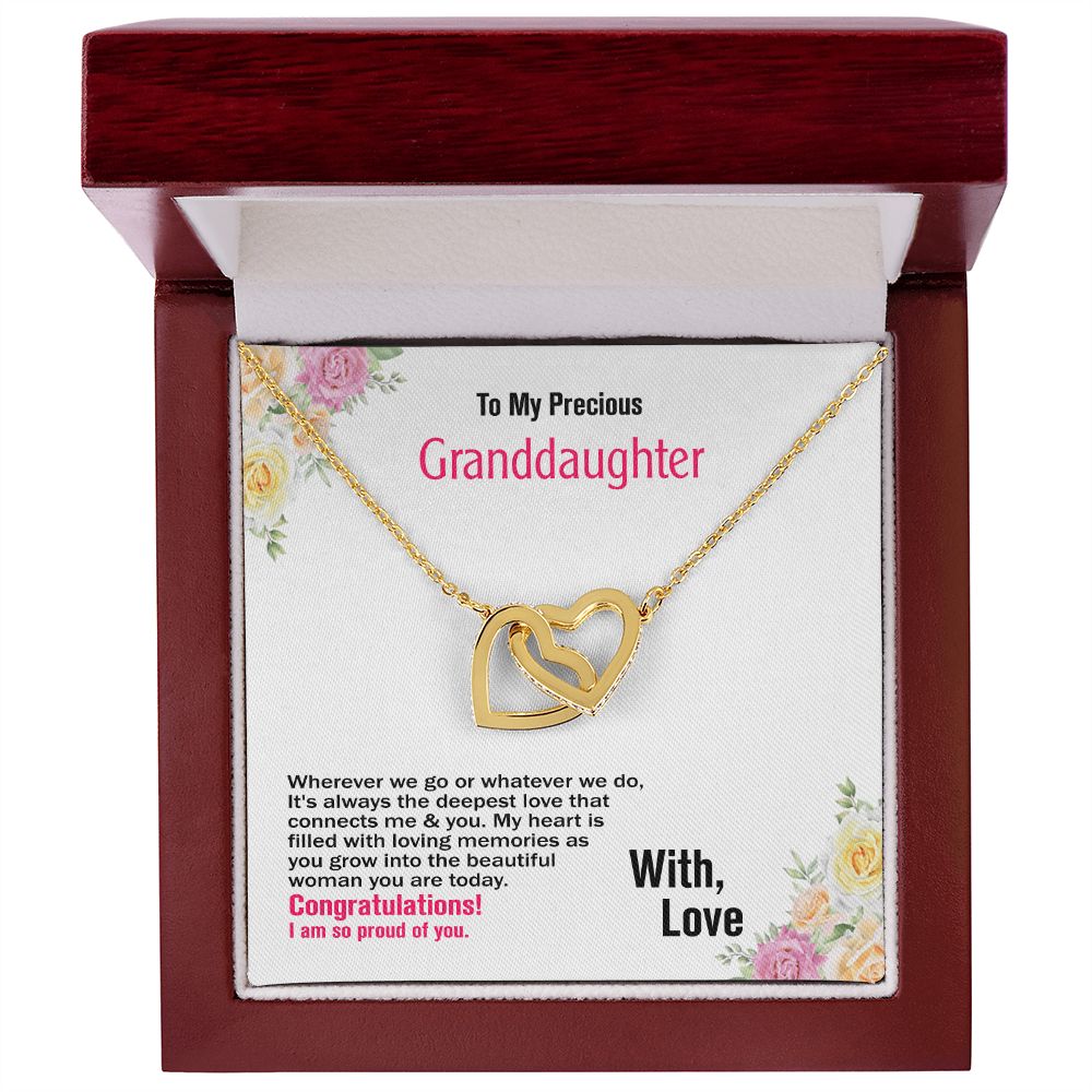 To Granddaughter-With Love, Interlocking Hearts Necklace, Jewelry Gift - YERTIZZ.COM