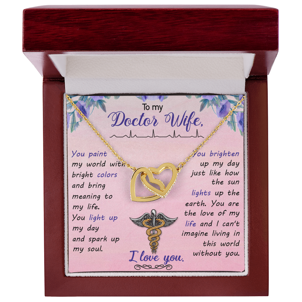 Interlocking Hearts Necklace, Jewelry Gift, Rose Gold, or 18k yellow gold finish, Wife, Doctor - YERTIZZ.COM