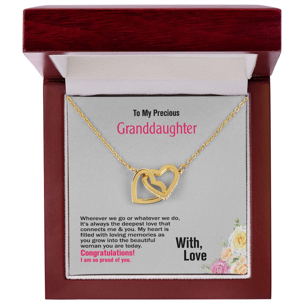 To My Precious Granddaughter-With Love, Interlocking Hearts Necklace, Jewlery Gift - YERTIZZ.COM