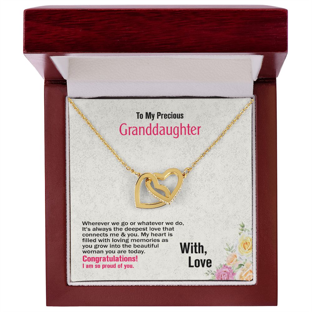To My Granddaughter-With Love, Interlocking Hearts Necklace - YERTIZZ.COM