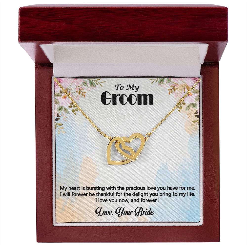 Interlocking Hearts Necklace, Jewelry Gift, Say Sorry, Rose Gold, or 18k yellow gold finish