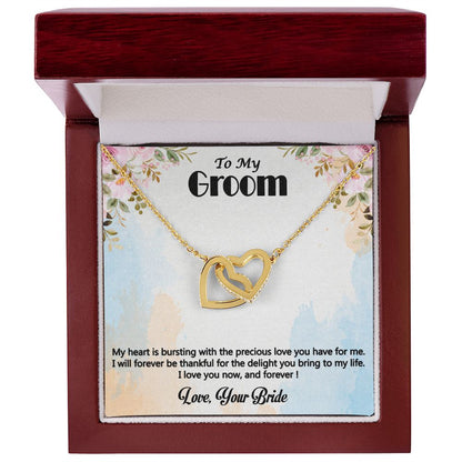Interlocking Hearts Necklace, Jewelry Gift, Say Sorry, Rose Gold, or 18k yellow gold finish
