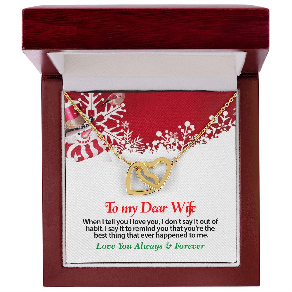 Christmas, To My Dear Wife, Love You Always, Interlocking Hearts Necklace, Jewelry Gift - YERTIZZ.COM