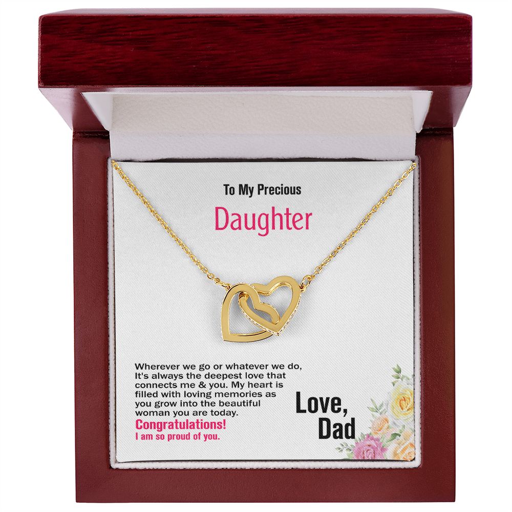 To Daughter, Interlocking Hearts Necklace, Jewelry Gift - YERTIZZ.COM