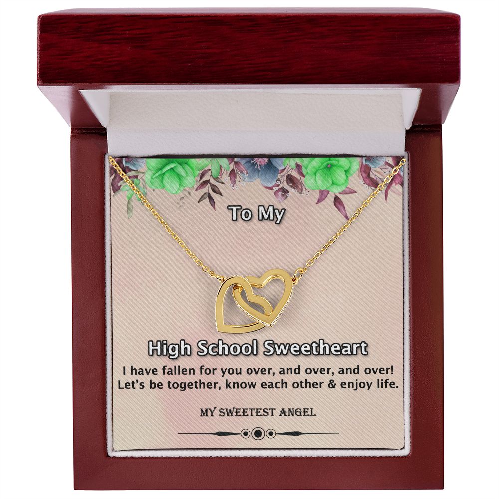 Interlocking  Hearts Necklace, Sweetheart, High School Sweetheart