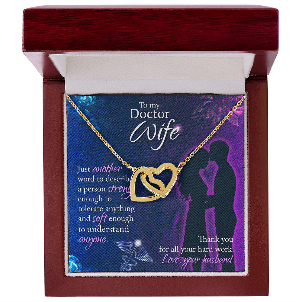 Interlocking Hearts Necklace, Jewelry Gift, Rose Gold, or 18k yellow gold finish, Doctor, Wife - YERTIZZ.COM