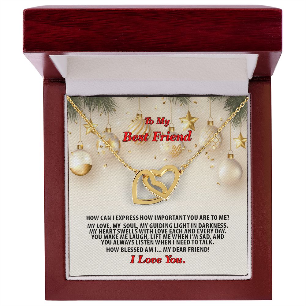 Christmas, Best Friend, I Love You, Interlocking Hearts Necklace, Jewelry Gift - YERTIZZ.COM