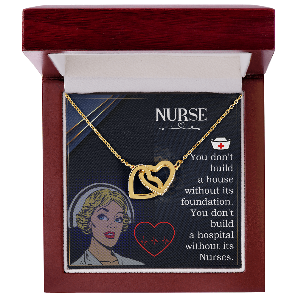 Interlocking Hearts Necklace, Jewelry Gift, Rose Gold, or 18k yellow gold finish, Nurse, Nurses - YERTIZZ.COM
