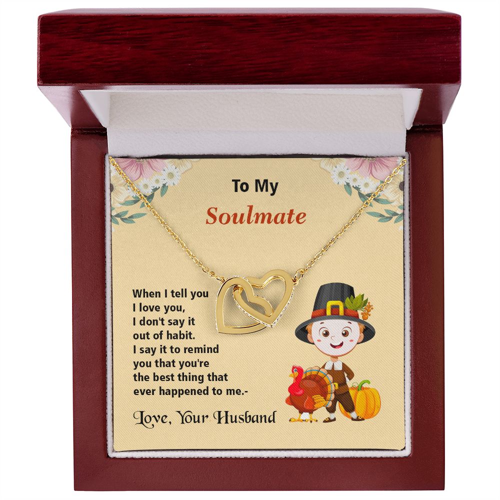 Thanksgiving, To My Soulmate, Love Your Husband, Interlocking Hearts Necklace, Jewelry Gift - YERTIZZ.COM
