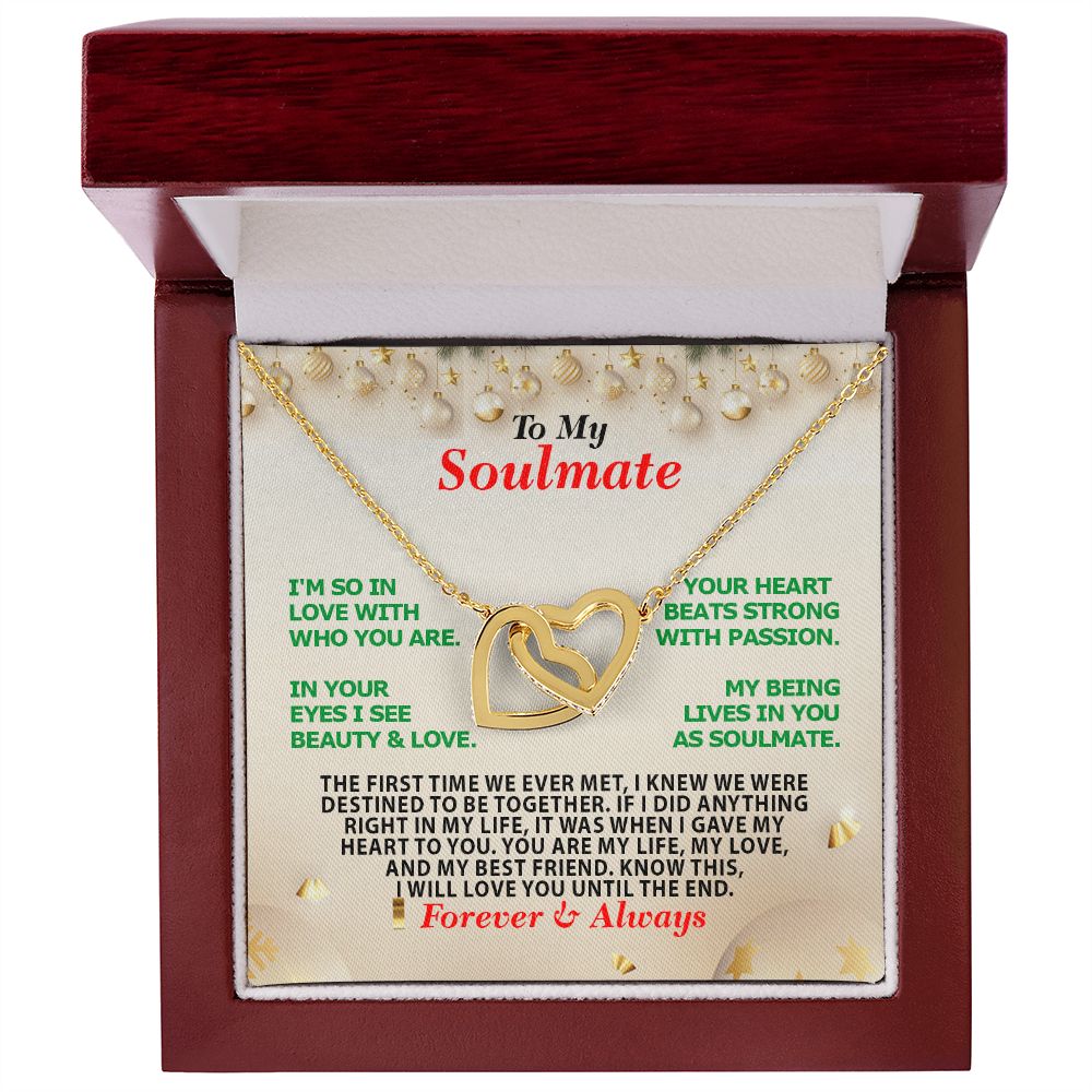 Christmas, To My Soulmate, Forever Always, Interlocking Hearts Necklace, Jewelry Gift - YERTIZZ.COM