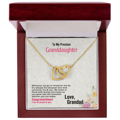 To My Granddaughter-Love Grandad, Interlocking Hearts Necklace, Jewelry Gift - YERTIZZ.COM