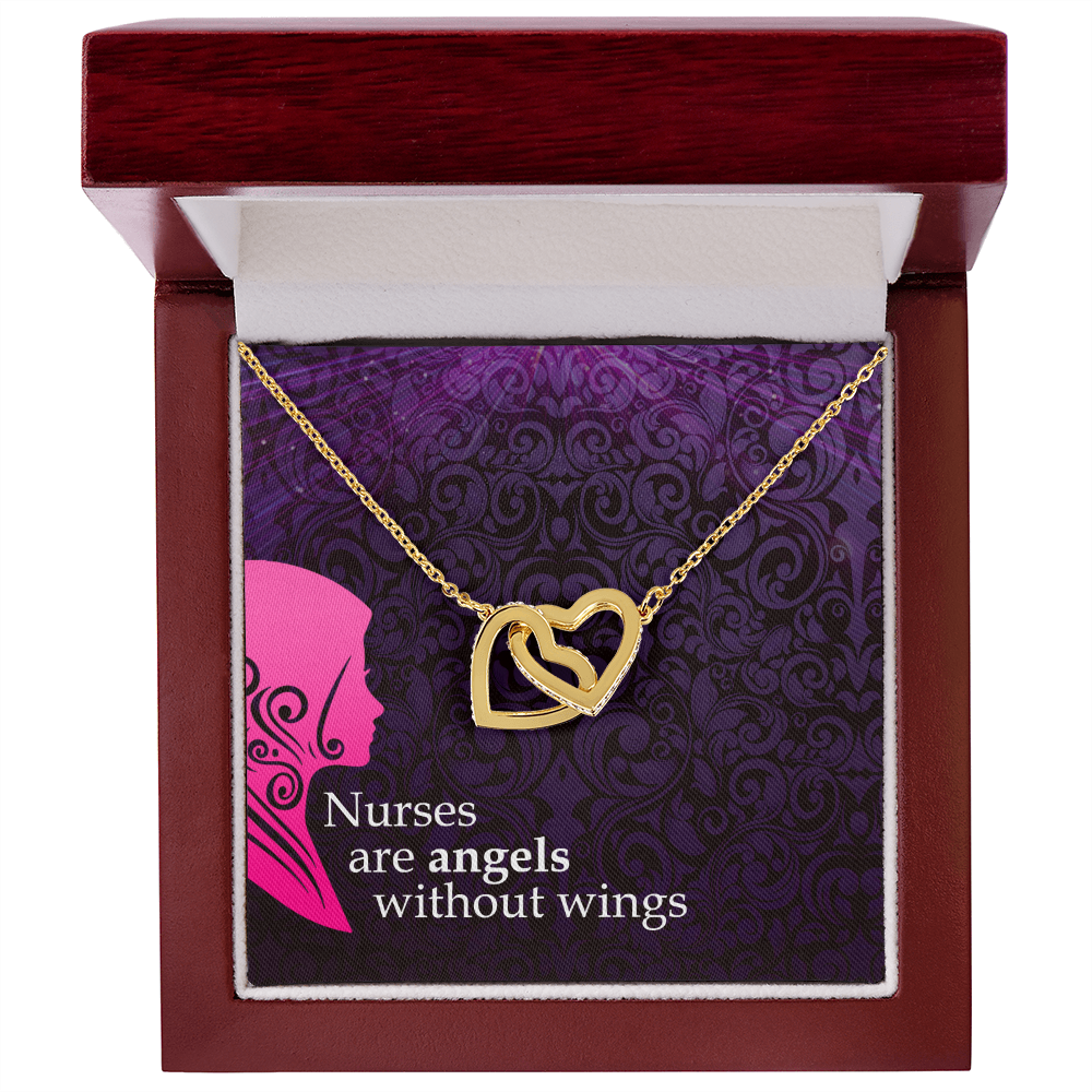 Interlocking Hearts Necklace, Jewelry Gift, Rose Gold, or 18k yellow gold finish, Nurse, Nurses - YERTIZZ.COM