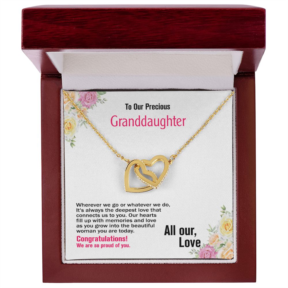 To Our Precious Granddaughter-All Our Love, Interlocking Hearts Necklace, Jewelry Gift - YERTIZZ.COM