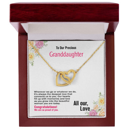 To Our Precious Granddaughter-All Our Love, Interlocking Hearts Necklace, Jewelry Gift - YERTIZZ.COM