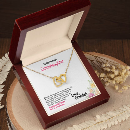 To My Precious Granddaughter, Love Grandad, Interlocking Hearts Necklace, Jewelry Gift - YERTIZZ.COM