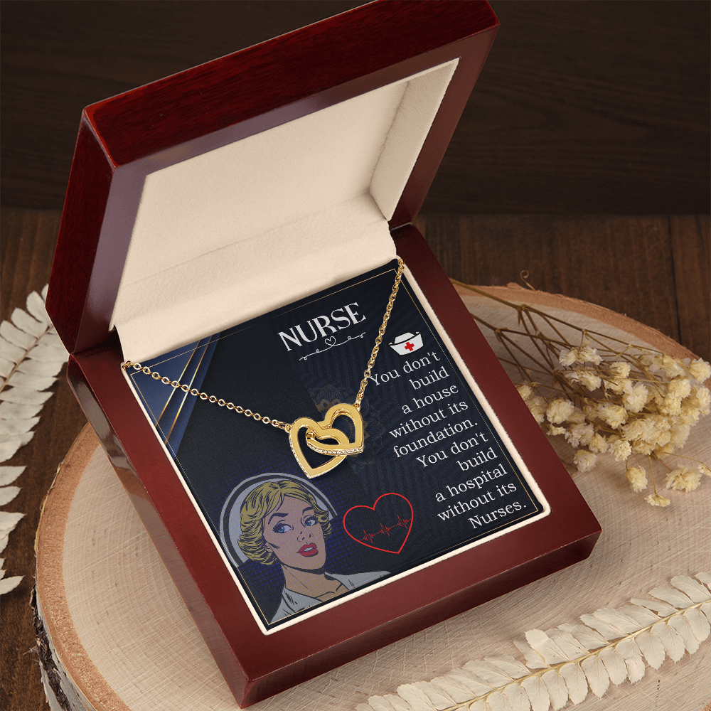 Interlocking Hearts Necklace, Jewelry Gift, Rose Gold, or 18k yellow gold finish, Nurse, Nurses - YERTIZZ.COM