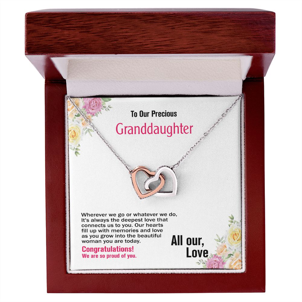 To Our Precious Granddaughter-All Our Love, Interlocking Hearts Necklace, Jewelry Gift - YERTIZZ.COM