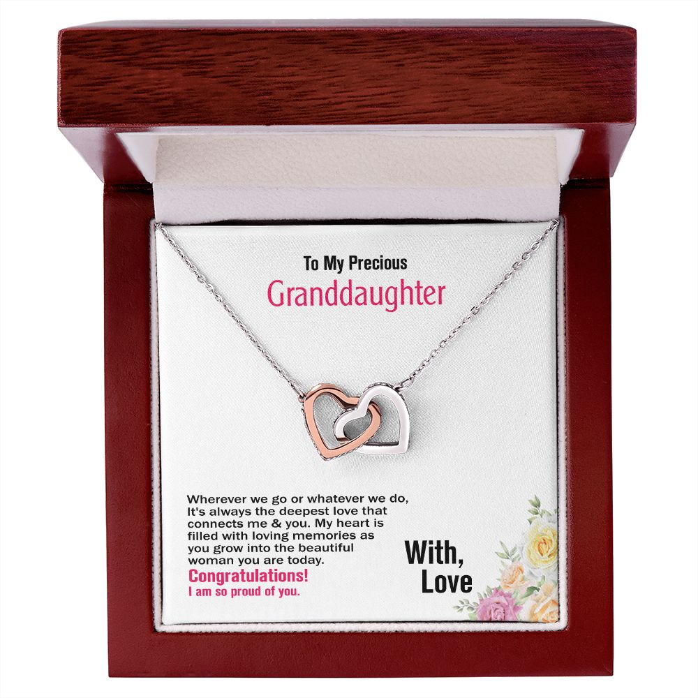 To My Granddaughter-With Love, Interlocking Hearts Necklace, Jewelry Gift - YERTIZZ.COM