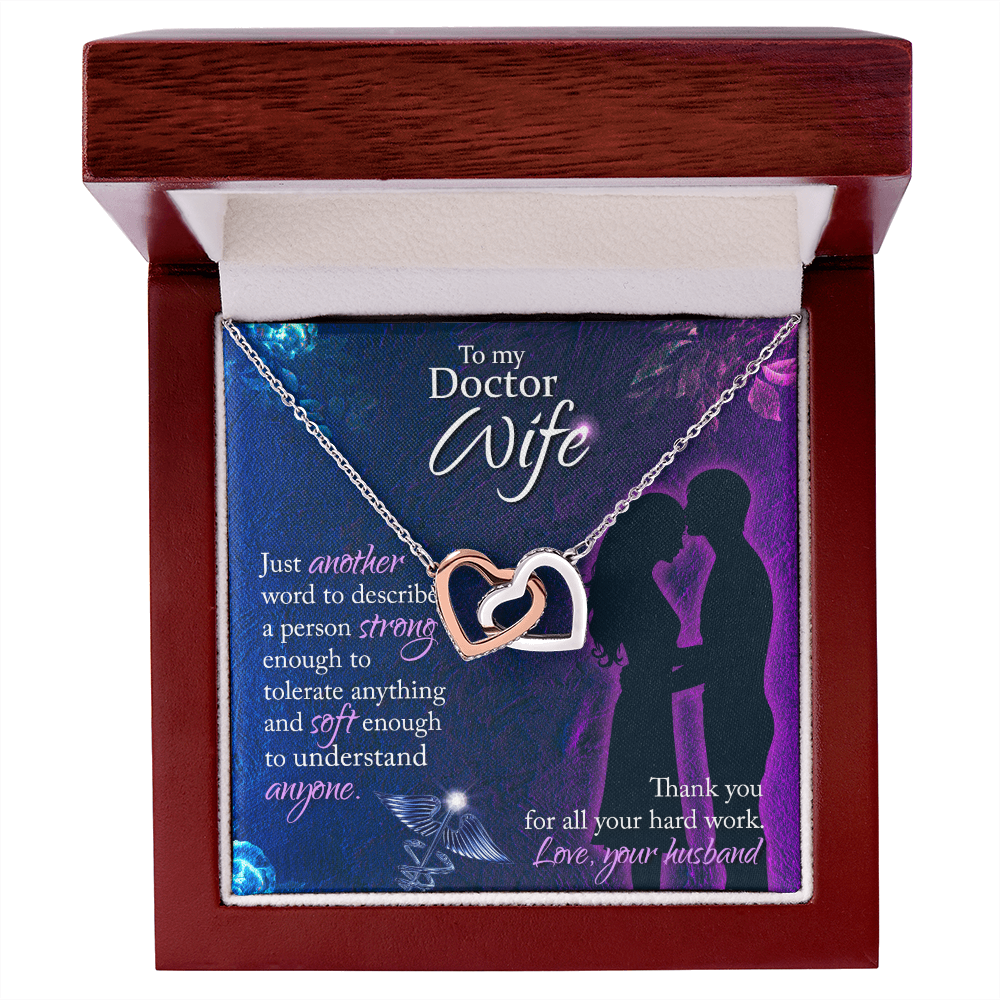 Interlocking Hearts Necklace, Jewelry Gift, Rose Gold, or 18k yellow gold finish, Doctor, Wife - YERTIZZ.COM