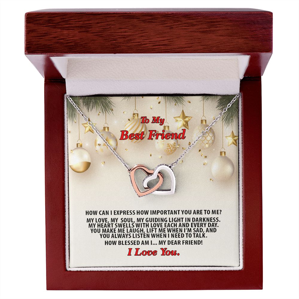 Christmas, Best Friend, I Love You, Interlocking Hearts Necklace, Jewelry Gift - YERTIZZ.COM