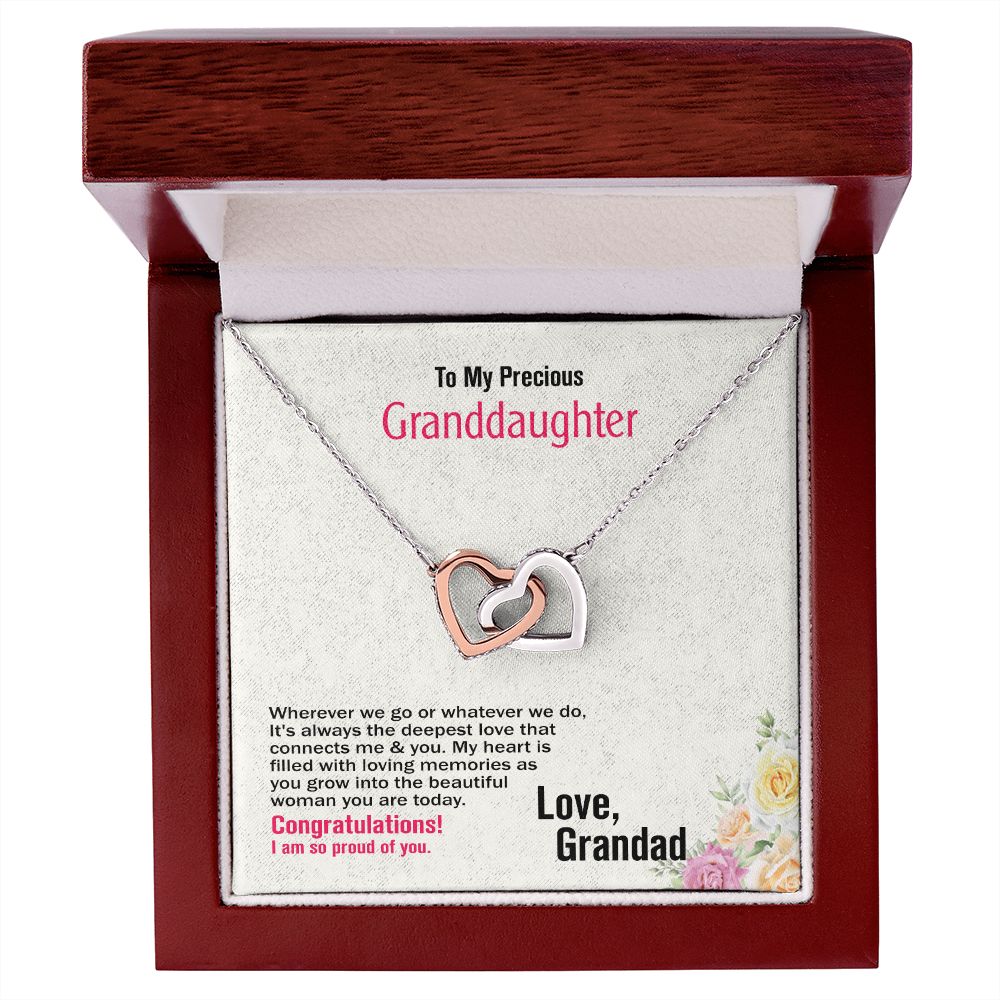 To My Granddaughter-Love Grandad, Interlocking Hearts Necklace, Jewelry Gift - YERTIZZ.COM
