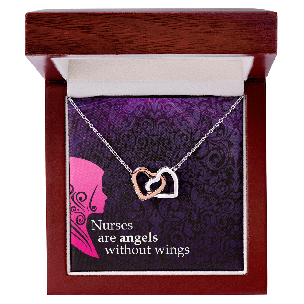 Interlocking Hearts Necklace, Jewelry Gift, Rose Gold, or 18k yellow gold finish, Nurse, Nurses - YERTIZZ.COM