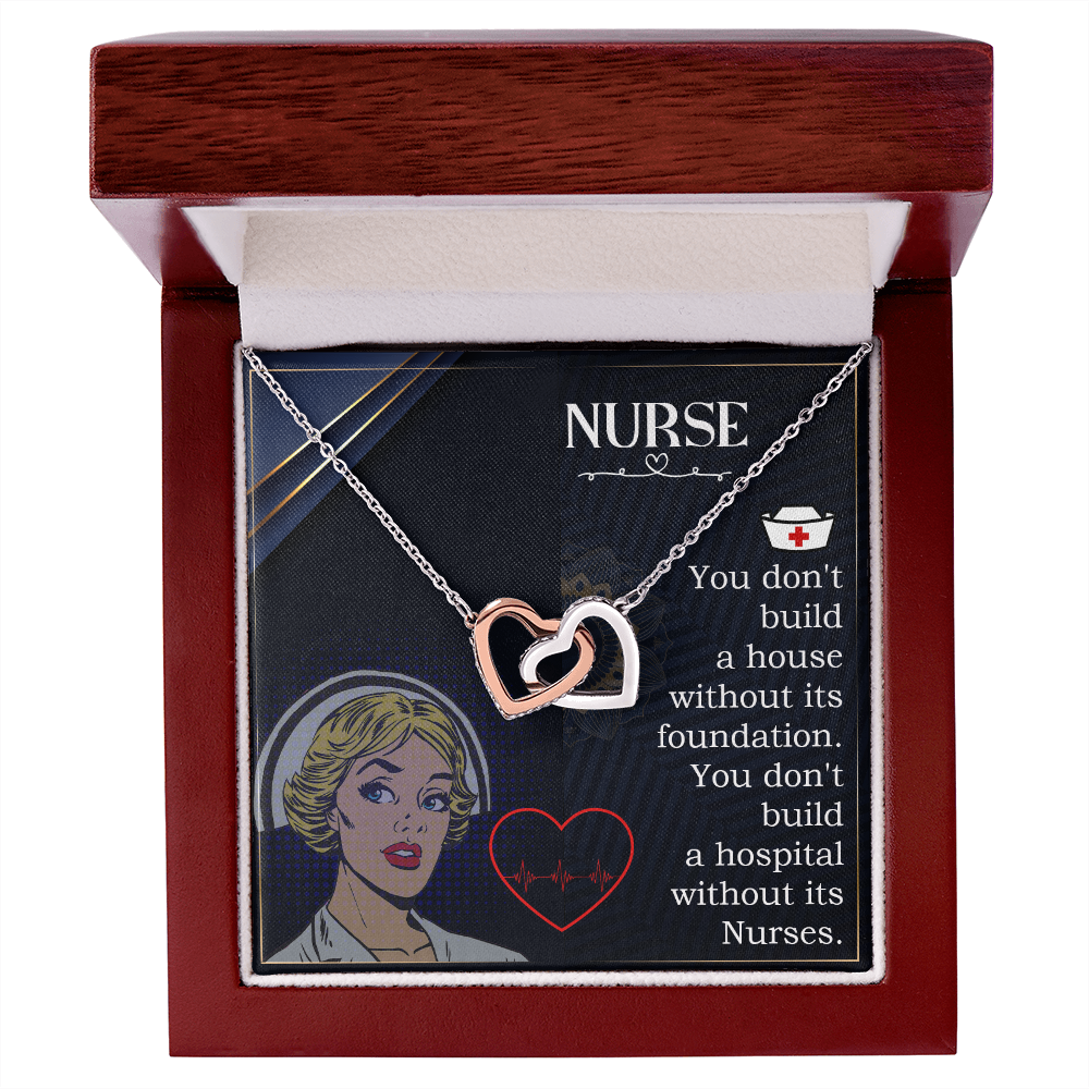Interlocking Hearts Necklace, Jewelry Gift, Rose Gold, or 18k yellow gold finish, Nurse, Nurses - YERTIZZ.COM