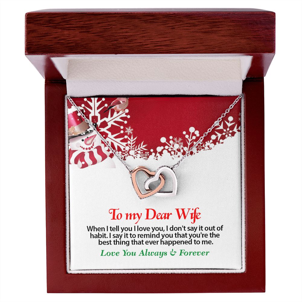 Christmas, To My Dear Wife, Love You Always, Interlocking Hearts Necklace, Jewelry Gift - YERTIZZ.COM