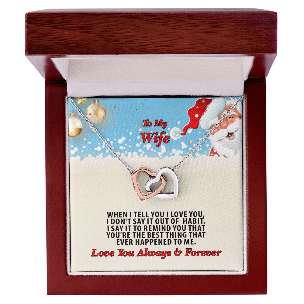 Christmas, To My Dear Wife, Love You Always, Interlocking Hearts Necklace, Jewelry Gift - YERTIZZ.COM