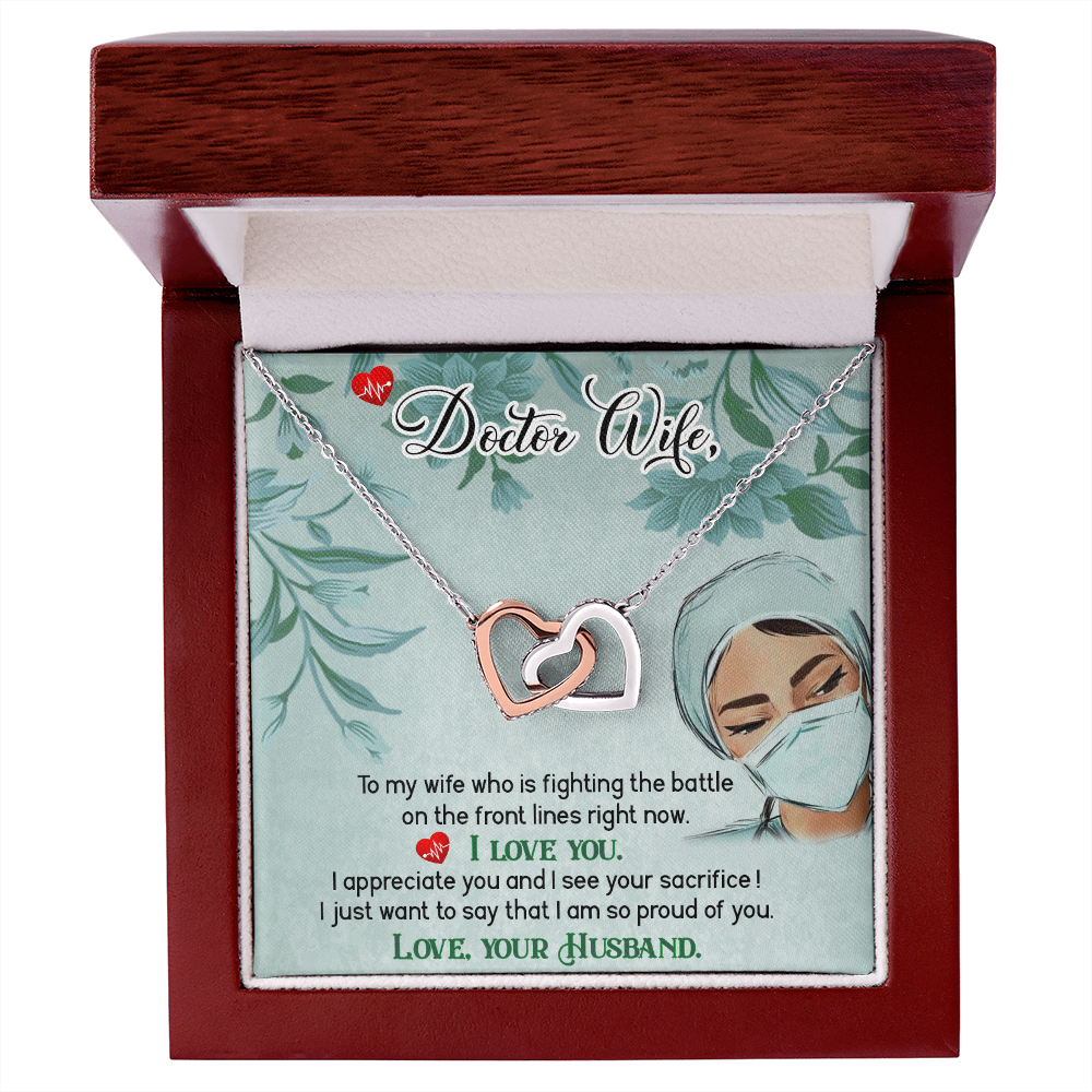 Interlocking Hearts Necklace, Jewelry Gift, Rose Gold, or 18k yellow gold finish, Doctor, Wife - YERTIZZ.COM